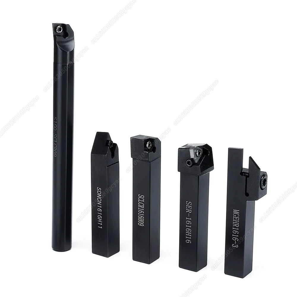 

Набор держателей токарных инструментов для расточной оправки 16 мм SER1616H16 SCLCR1616HO9 MGEHR1616-3 SDNCN1616H11 S16Q-SCLCRO9 + твердосплавные вставки