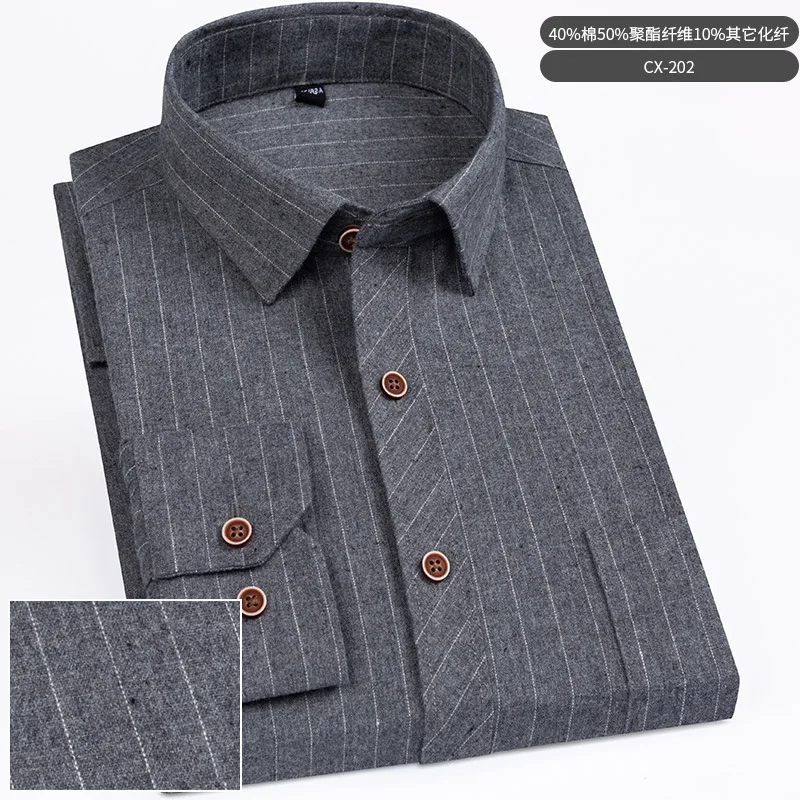 Spring and autumn men\'s formal business work clothes long sleeve shirt free ironing casual slim striped plaid social