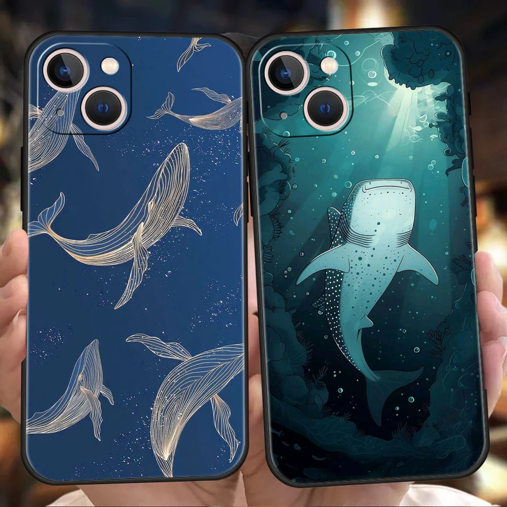 Ins Ripple Texture Aquaria Lovely Fishes Phone Case for iPhone 16 15 14 13 12 Pro Max 11 Pro Max 7 8 Plus XS XR Silicone Shell