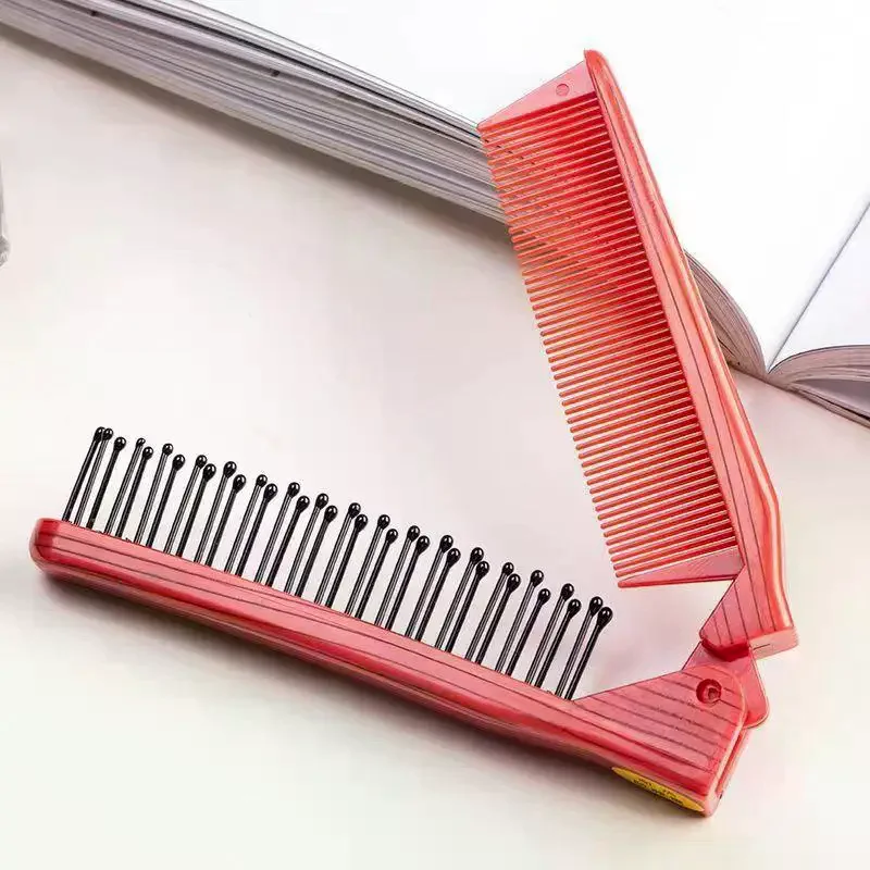

Portable Plastic Foldable Hair Comb Styling Tools Mini Folding Comb Travel Hair Massage Comb Red