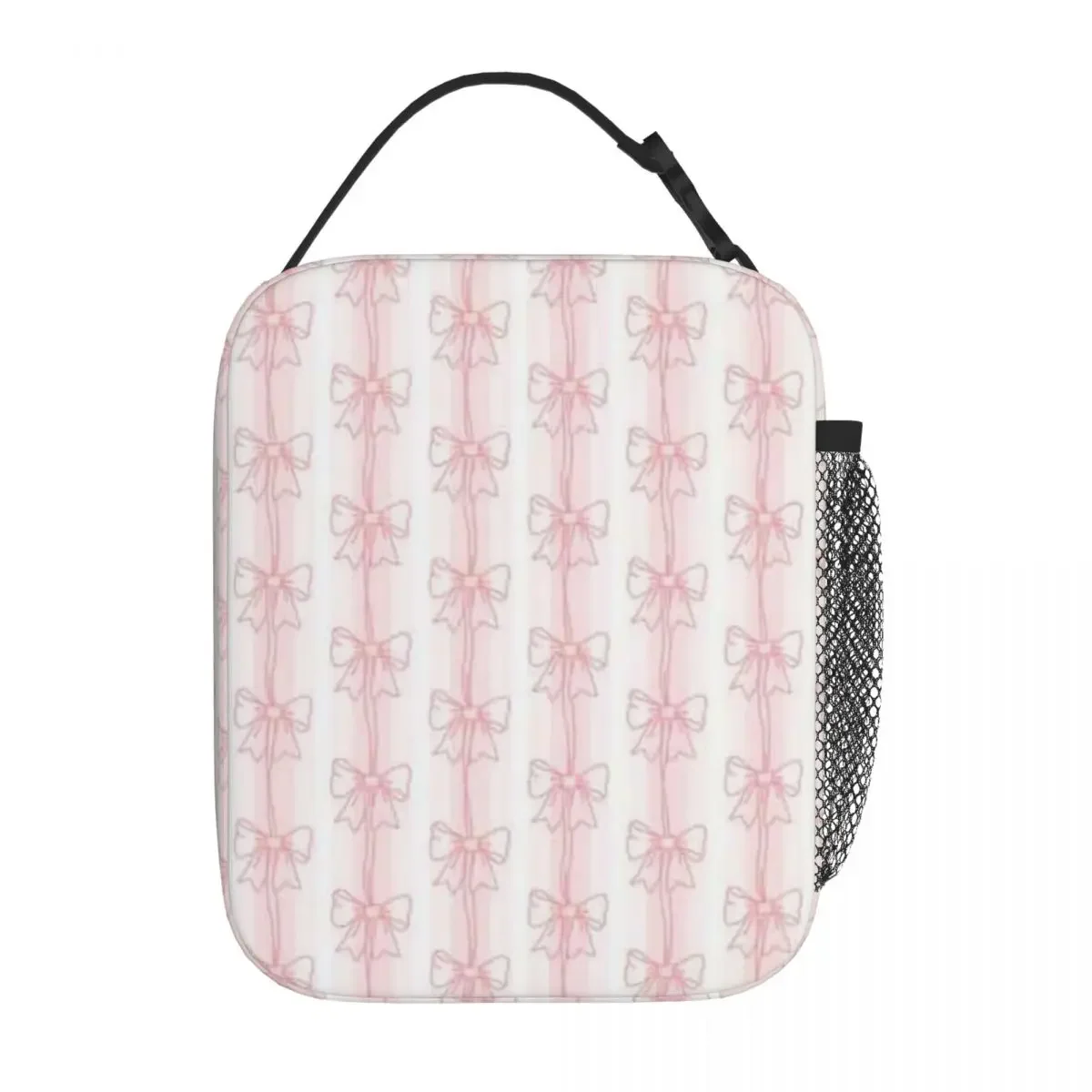 Bestselling Cute Pink Ribbons Coquette Bows Casual Thermal Food Carrier Business Trip Canvas Lunch Bag