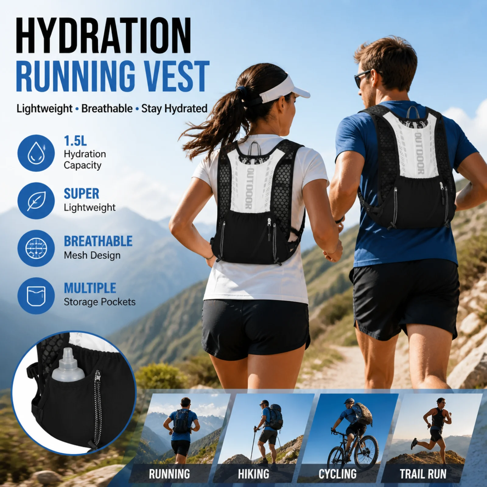 Running Gear Storage - Gilet Idratazione Lunga Distanza Leggero per
