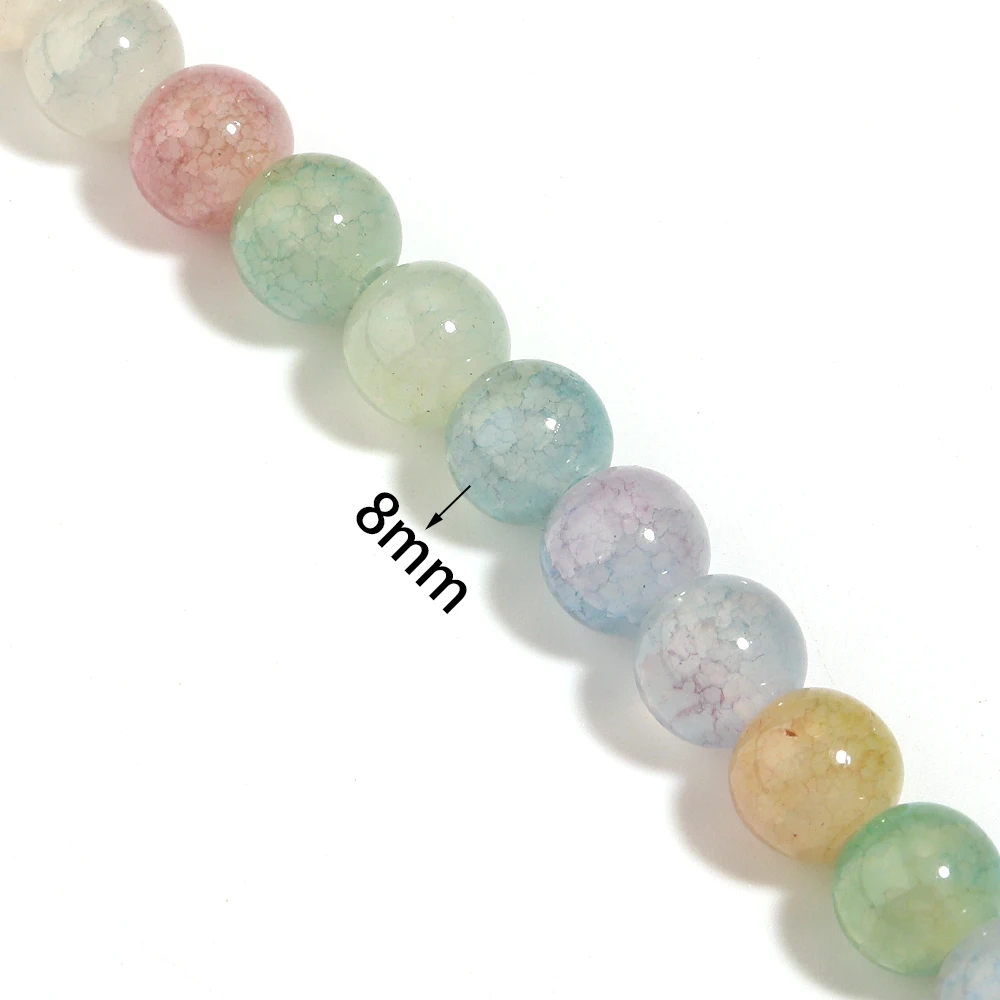 45 Stück 8mm Bunte Rissglasperlen Imitations-Jade Lose Perlen für Schmuckherstellung DIY Armband Halskette Schlüsselanhänger Handarbeiten – Detail 1