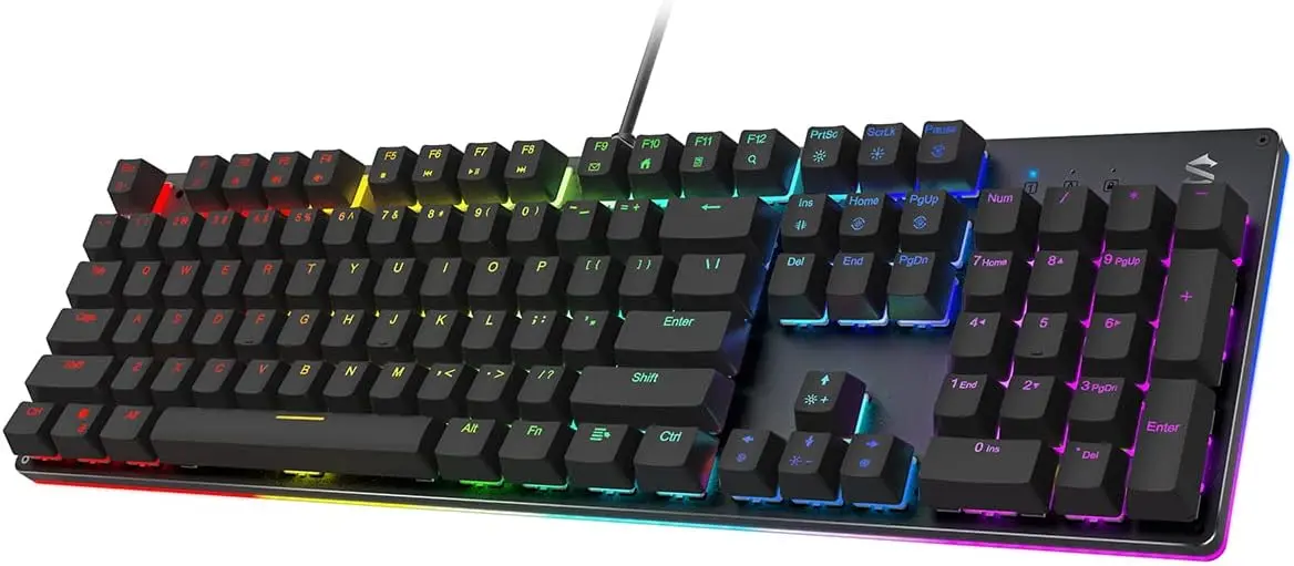

RGB Mechanical Gaming Keyboard, Red Switches, 104-Key Wired, Anti-Ghosting, Programmable - Sixgill K2