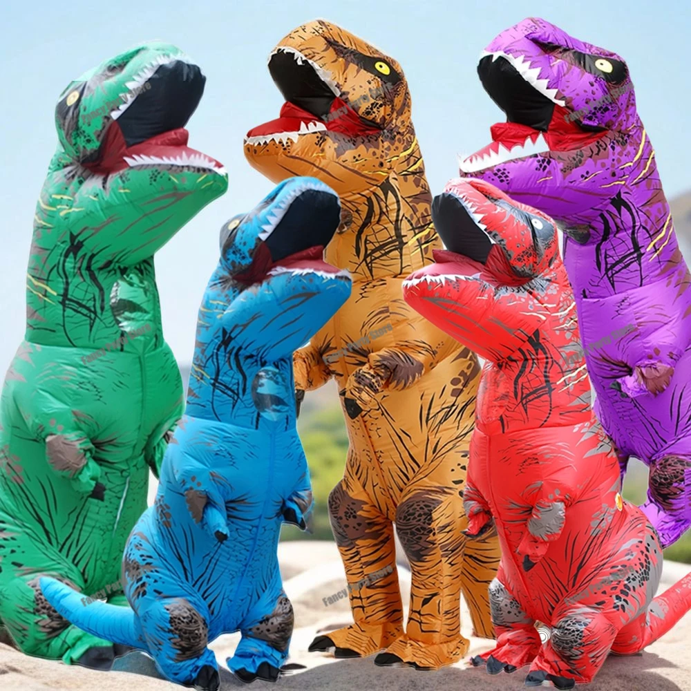 Funny Inflatable Dinosaur Carnival Costume Halloween Christmas New Year Birthday Party Role Playing T-Rex Inflatable Suit Gift