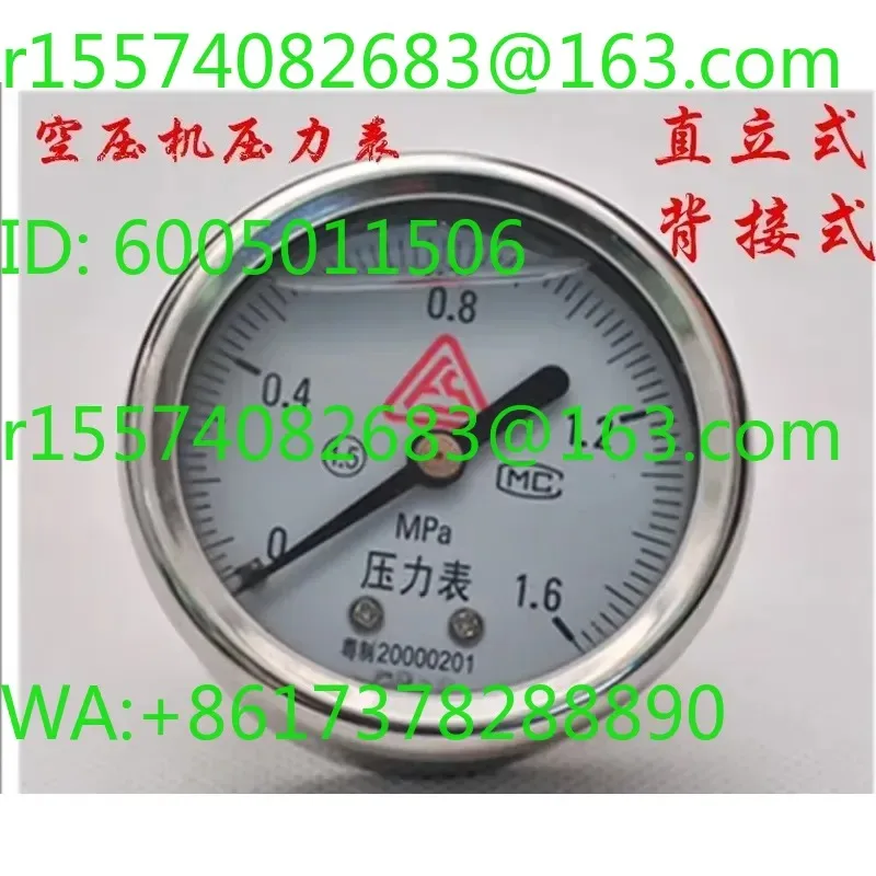 Pressure Gauge Upright Back Connection Oil Filled Screw Air Compressor Universal Type for Industrial Equipment