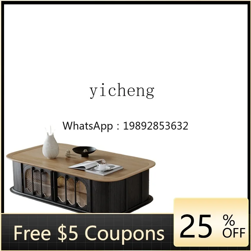

ZZ Solid Wood TV Cabinet Coffee Table Combination Living Room Home Small Apartment Black Locker