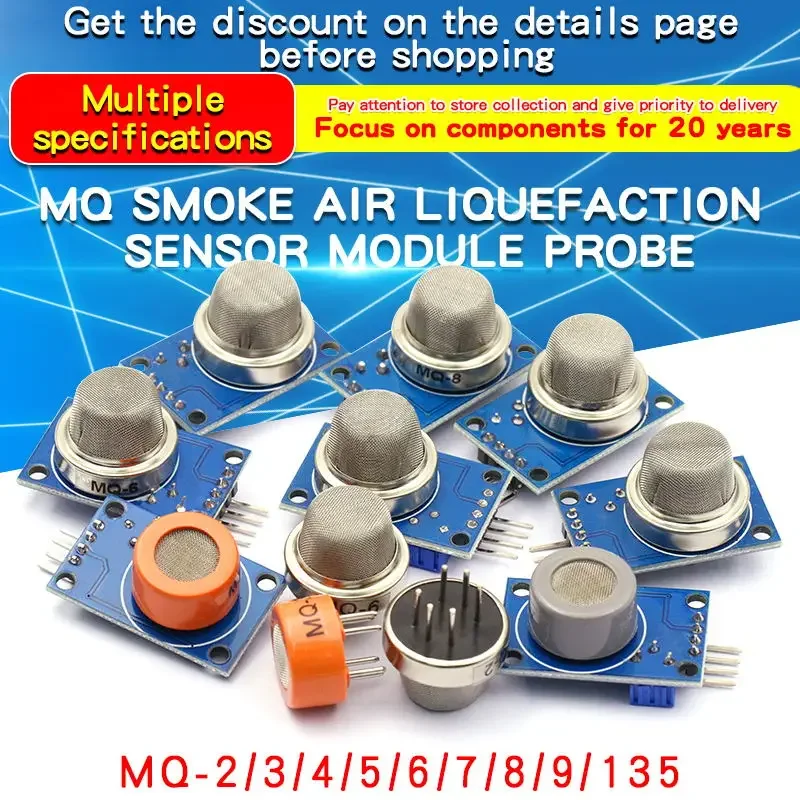 1PCS MQ-2 MQ-3 MQ-4 MQ-5 MQ-6 MQ-7 MQ-8 MQ-9 MQ-135 Detection Smoke Methane Liquefied Gas Sensor Module for Arduino Starter