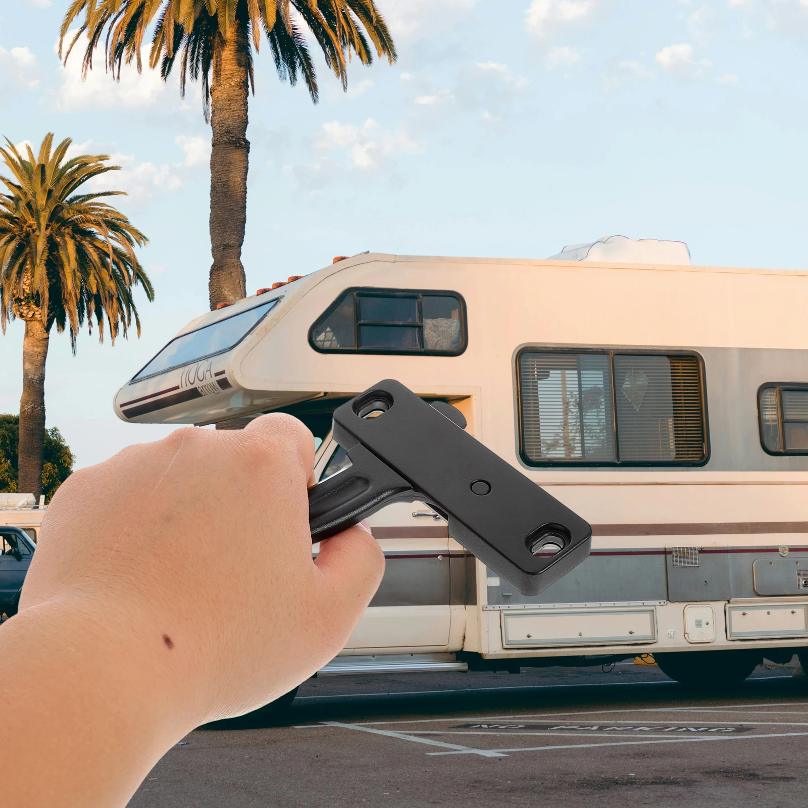 

L-Shaped Left Handed Rv Screen Door Latch Replacement Durable Aluminum Alloy Camper Trailer Door Handle Secure Grip For Trucks