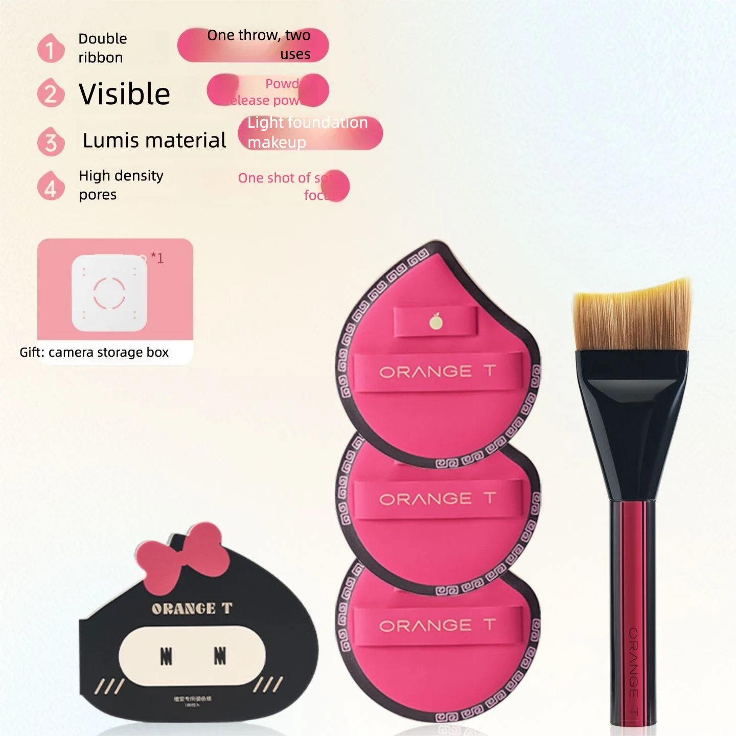 Orange Tang Powder Puff Super Soft Makeup Artist's Foundation Puff Clear And Transparent Base Makeup