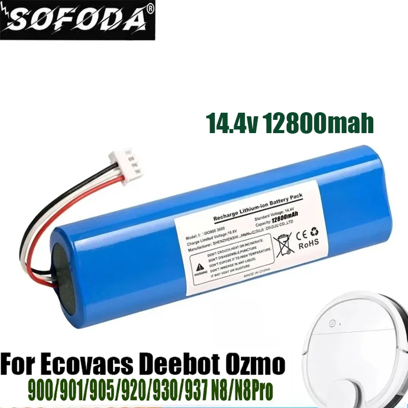 

Bateria de substituição para Ecovacs Deebot Ozmo,Li-ion 14.4V Robot Aspirador Bateria,9800mAh,900,901,905,920,930,937,N8,N8 pro