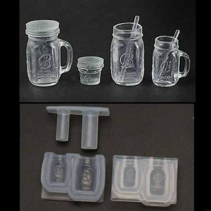45be Silicone Jar Molds Resin Jar Mold Crystal Epoxy Round Storage Chai chai để lưu trữ DIY Kẹo dầu mật ong