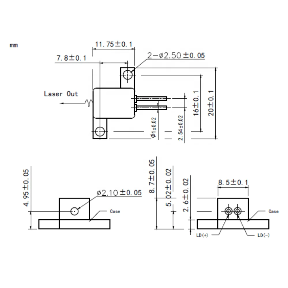 1550nm 1.5W Fiber Laser Diode 2-Pin Package