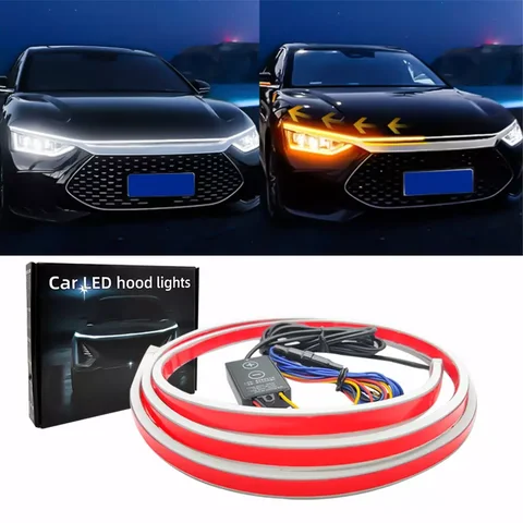 180CM LED Car Hood Lights Strip Engine Hood Light DRL LED Daytime Running Light Strip Flexible Waterproof Car Decor Assecories