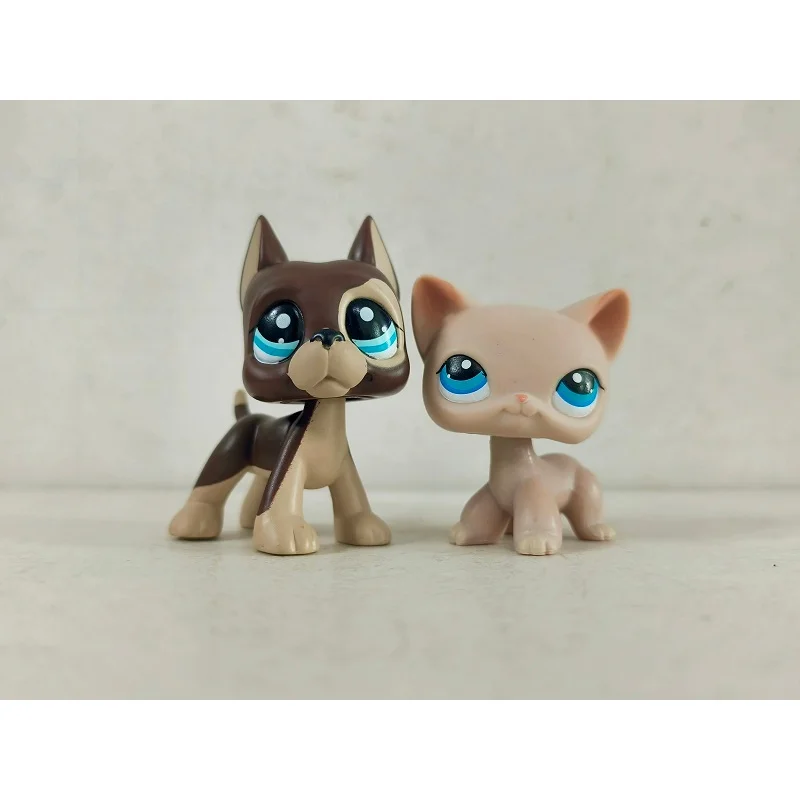 

2pcs/lot Mini Pet Shop Toy Brown Dog Pink Cat #817#228 Animal LPS Figures