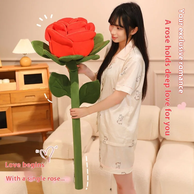 Cartoon Simulation Rose Plush Toy Home Decor Cloth Art Flower Bouquet Gift for Girlfriend Romantic Present