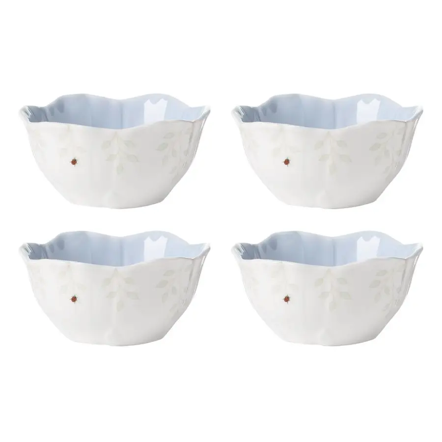 

897767 Butterfly Meadow Floral Dessert Bowls, Blue, Set of 4