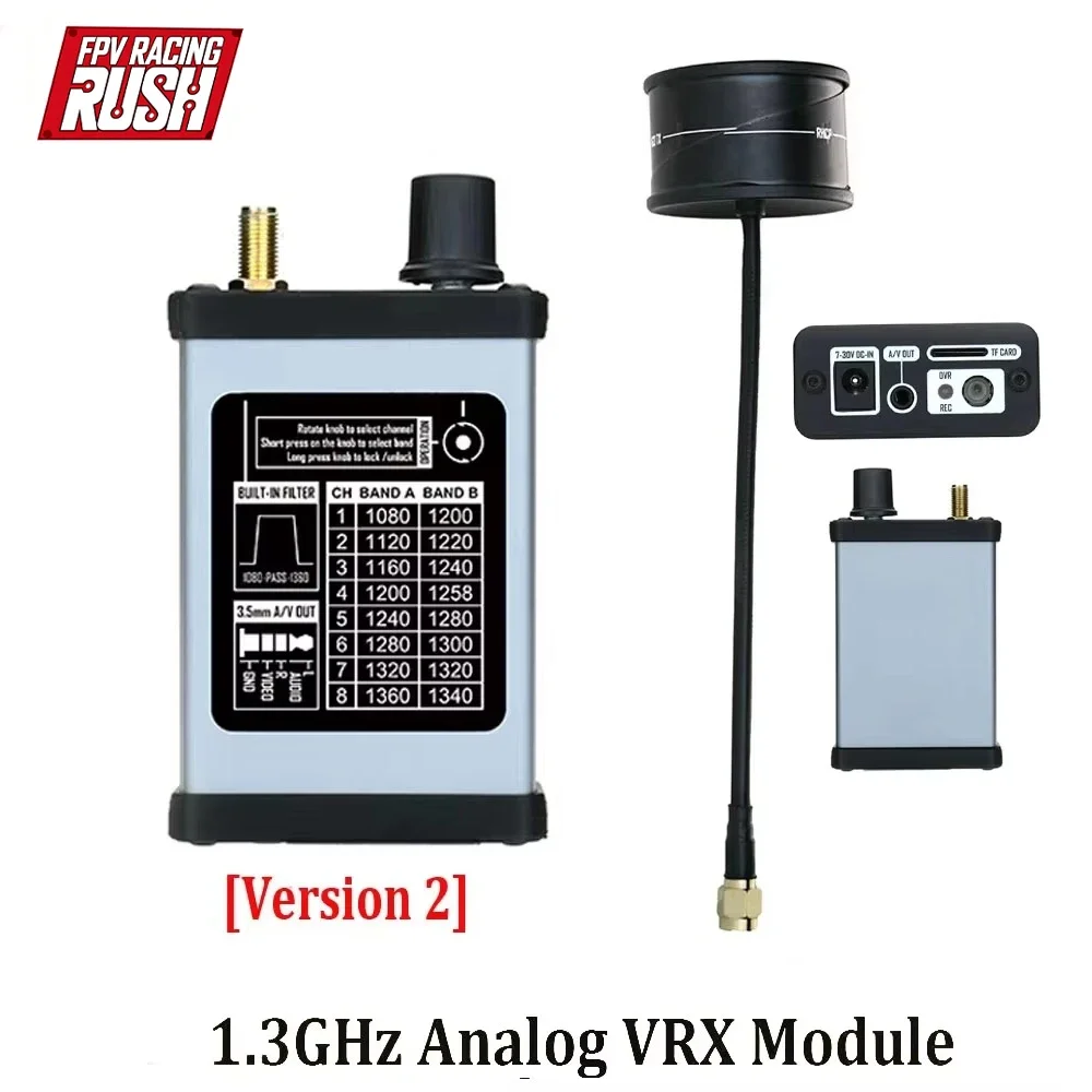 Rush 1.2/1.3G V2 Analog VRX Module Video Receiver With Circular Polarized Antenna 7-30V Long Distance For FPV DroneUniFly