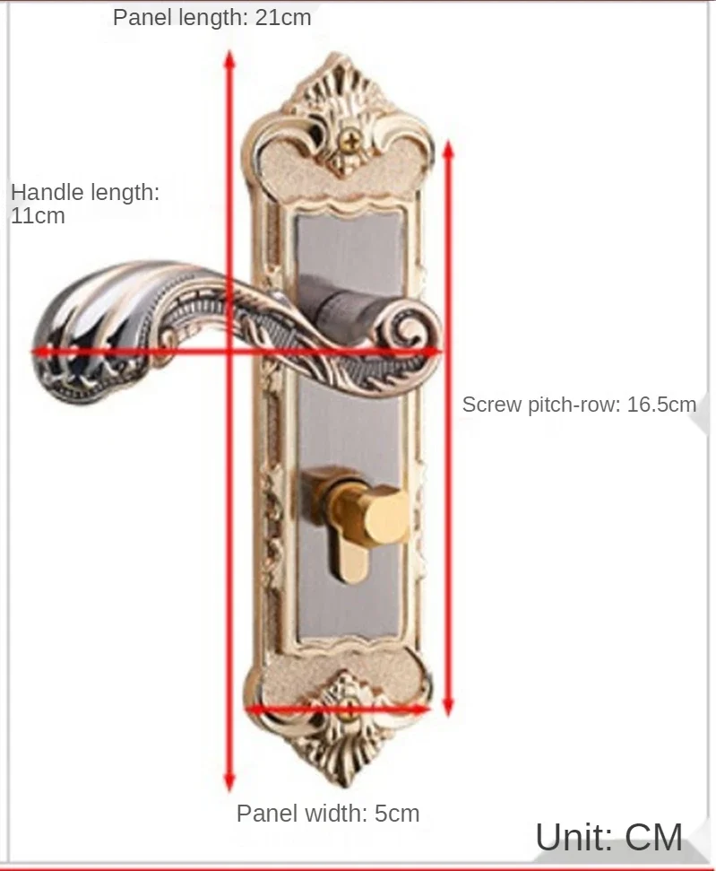 European Style Retro Door Handle Lock Aluminum Alloy Vintage Interior Bedroom lock Anti-theft Home Room Safety Door Locks