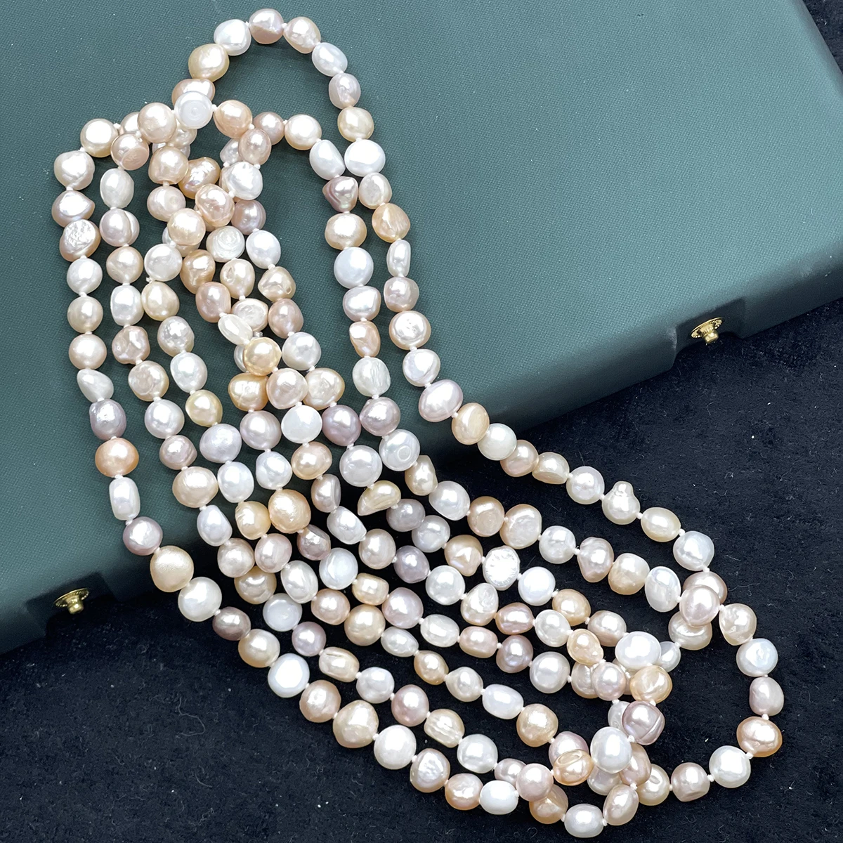 Natural Freshwater Pearl Horizontal Hole Nugget Pearl 8-9mm For Christmas Holidays Gifts Length 8-9mm