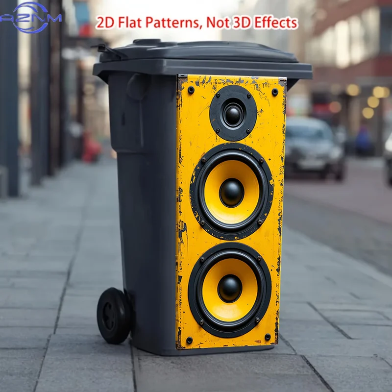 37 X 82 Cm/14.57 X 32.28 Inches Trash Can Sticker, Yellow And Black Retro Speaker Pattern Design, Matte Surface Sticker Suitab