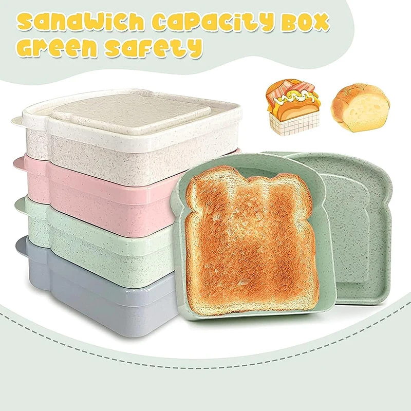 Sandwich Containers Plastic Food Storage Sandwich Box Bento Bowl For Adults Microwave Dishwasher Safe Office Camping Lunch Case