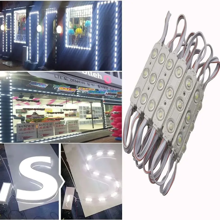 

Модуль светодиодный, 100 шт., 49,8 футов, 5730 SMD, 150 лм на светодиодный модуль, IP65, водонепроницаемый, декоративный светильник для рекламных вывесок и букв, с кабелем