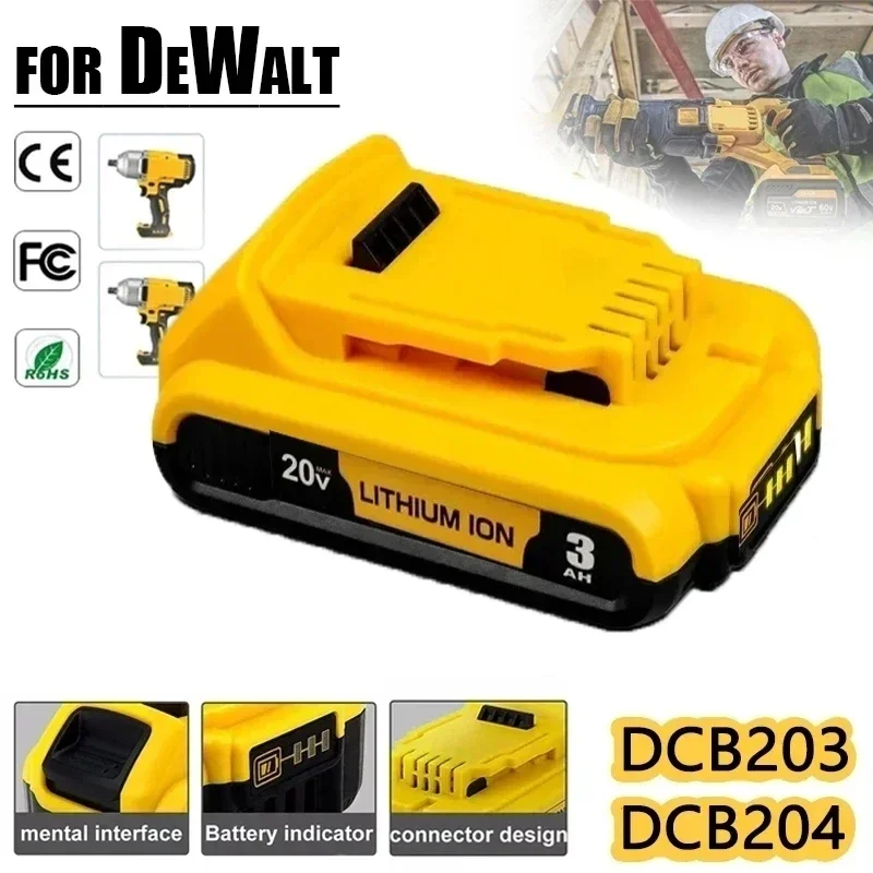 

Сменный литий-ионный аккумулятор 20 в 3 Ач DCB203 для DeWalt 18 в 20 вольт, литий-ионные батареи макс. DCB206 DCB205 DCB204 dcb200электроинструменты