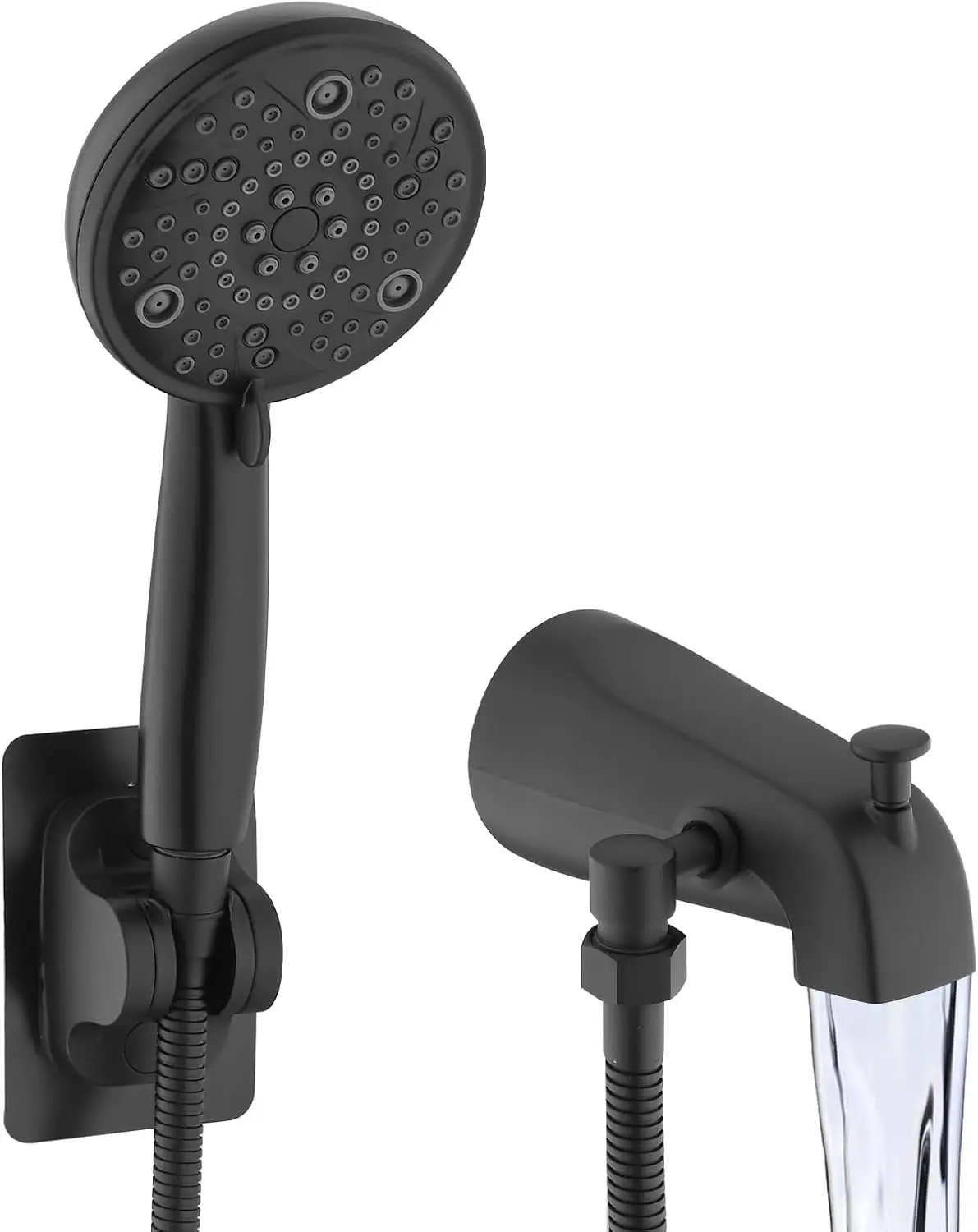 

All Metal Tub Spout with Diverter, 8-Setting Handheld Shower, Matte Black