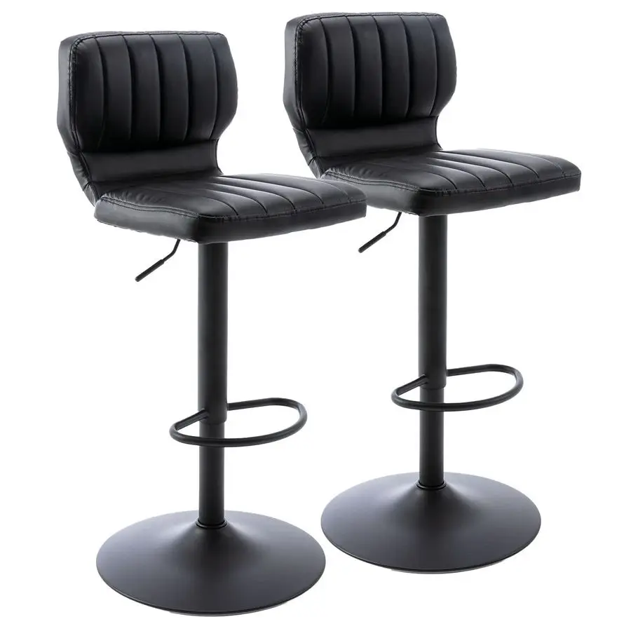 

Adjustable Bar Stools Set of 2, Modern PU Leather Swivel Barstools with Back, Armless Airlift Counter Height Bar Chairs for Kitc