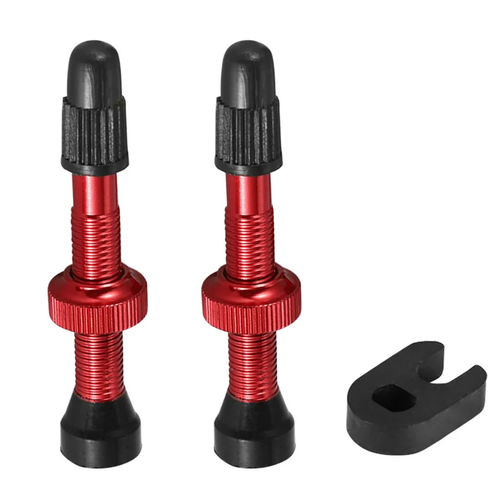 2pcs Mountain Bicycle Tubeless Valves Road Alloy Copper Rubber Core Solid Color Vacuum Nozzle Tire Accessories Cycle Supplies