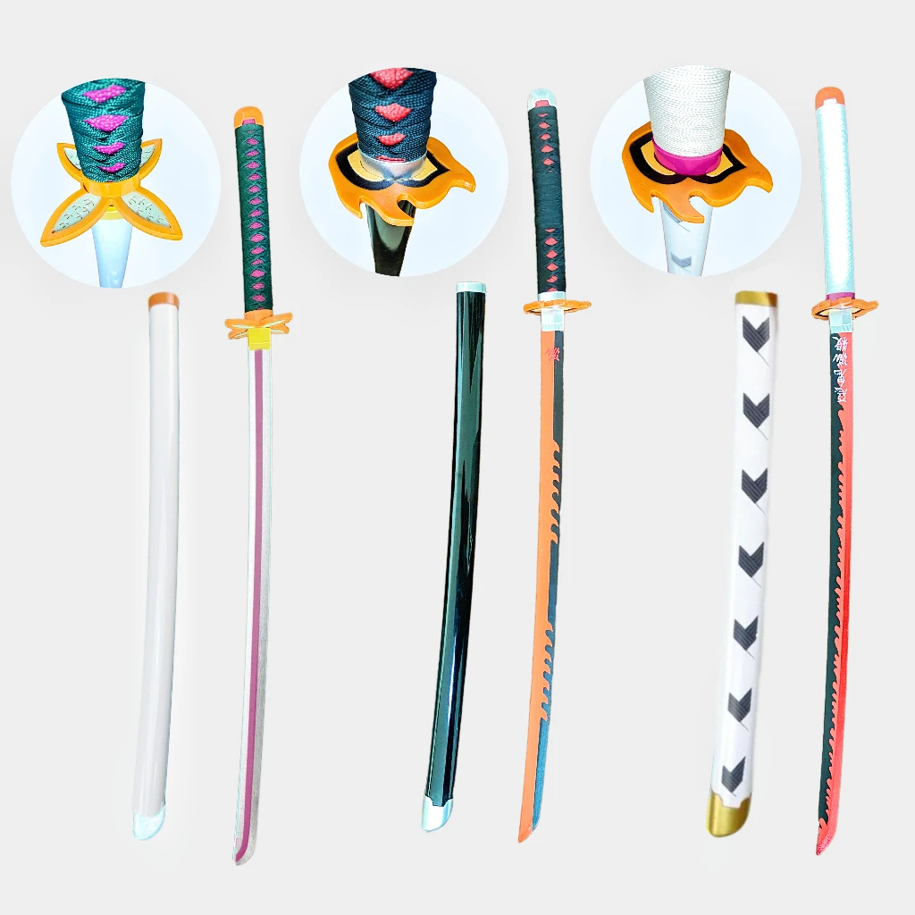 39.3 inch Demon Slayer Kamado Tanjirou Houten Katana Zwaard Ninja Mes Originele Samurai Katana Sabel Cosplay Accessoires Prop Speelgoed