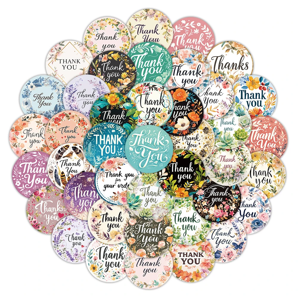 

10/30/54pcs Cartoon Cute Flower Thank You Blessing Stickers Waterproof DIY Notebook Phone Guitar Aesthetic Vinyl Sticker for Kid