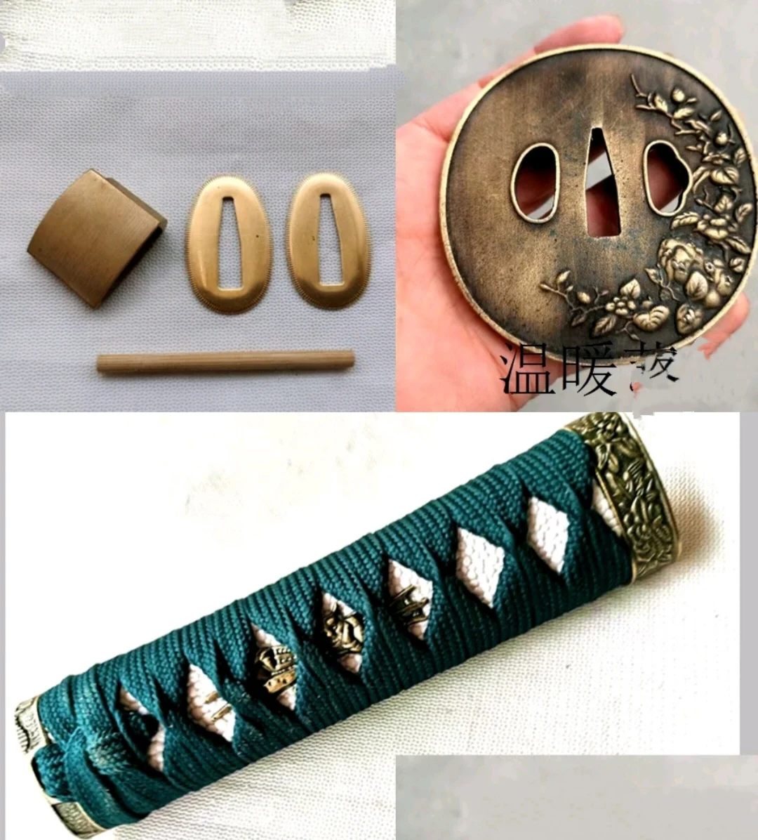 

Длина 15 см, ручка для меча, фитинг Tsuka Green Ito Sageo Guard Tsuba Habaki Mekugi для Short Katana Wakizashi Tanto Lug