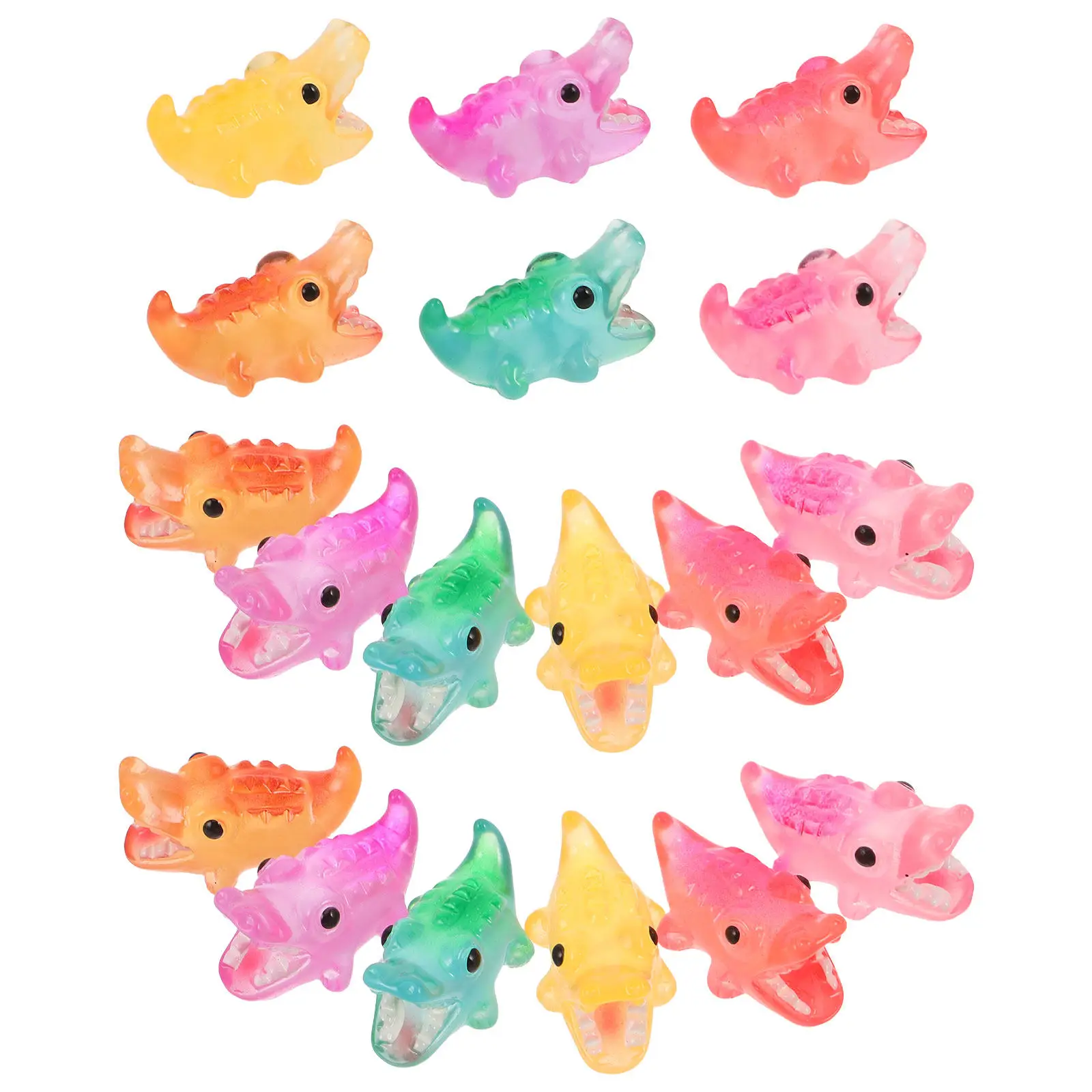 18Pcs Mini Resin Glowing Crocodile Animal Figurines Cute Cartoon Alligator Decor for Desk Bookshelf Bonsai Indoor Landscape - view 5