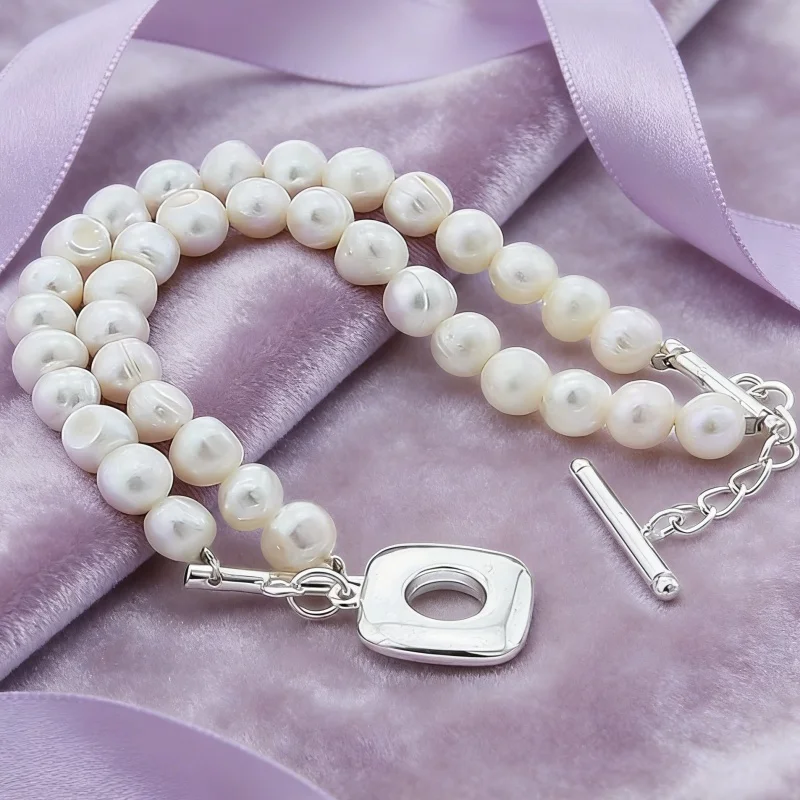 Luxury Brand New 925 Silver Charm Bracelet Fashion Natural Freshwater Pearl Bracelet Women Female Best Gift