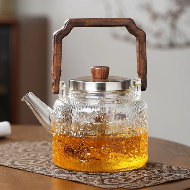 

High Temperature Resistant Steaming and Boiling Teapot Kettle Glass Handle Teapot Household Drinking Utensils