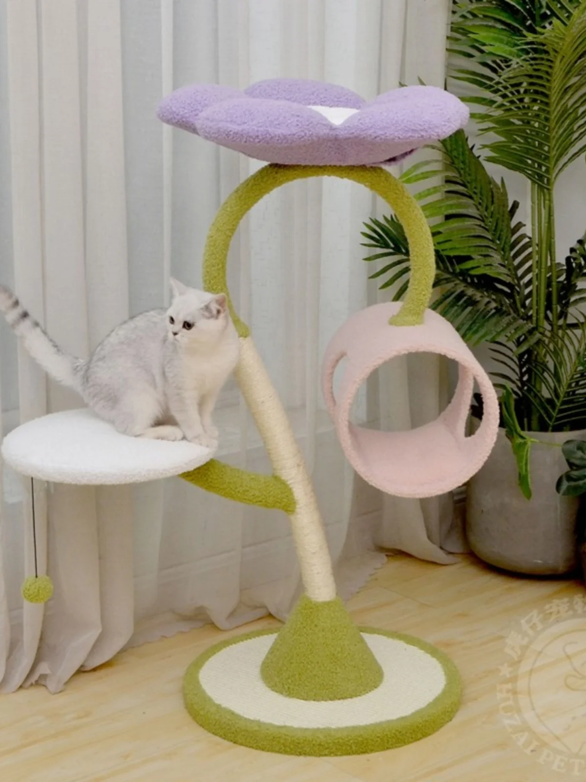 Flower cat climbing frame, detachable, washable, grab pole, jumping platform, nest tree integrated toy supplies