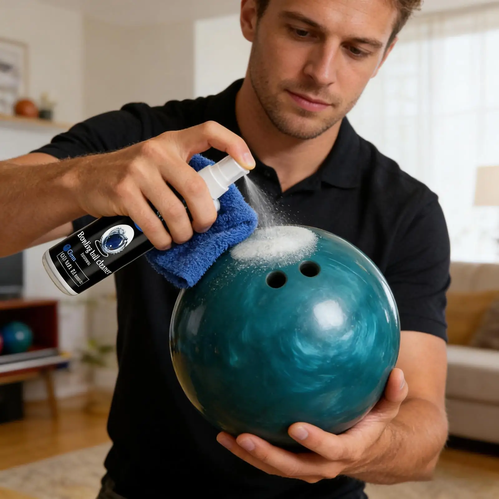 100ml Bowling Ball Cleaner Polish Spray With Towel Fast Clean Shine For Beginners Ball Maintenance Accessory Gym Billiards Use