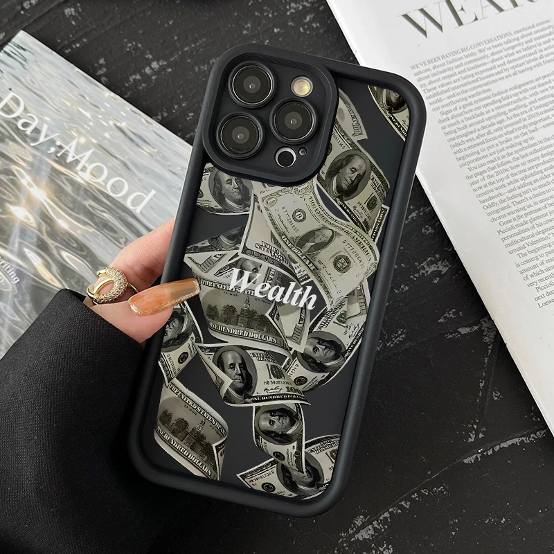 Wealth Money Phone Cases For iPhone 11 12 13 14 15 Pro Max XR XSMax X 7 8 Plus SE 2020 Shockproof Matte Soft TPU Silicone Cover