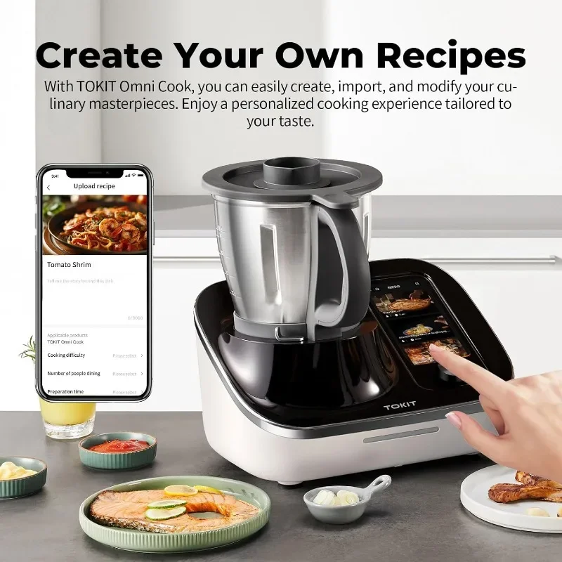 TOKIT Omni Cook C2 Chef Robot, Smart Cooking Machine - Slow Cooker, Stand Mixer, Chopper, Juicer, Blender, Sous-Vide, Knead