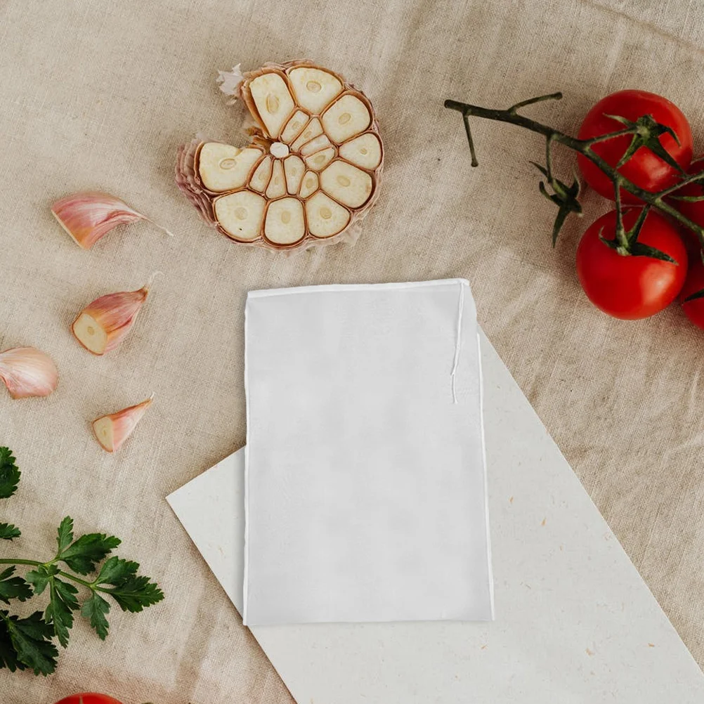 

2Pcs Reusable Mesh Filter Bags Drawstring Opening Perfect for Squeezing Soybean Milk Coffee Juice Multi Purpose Strainer