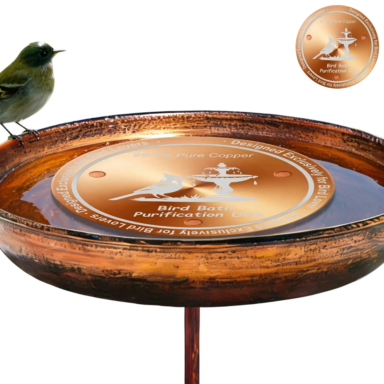 Bird Bath Copper Disk Natural Cleaning Garden Accessories Copper Plate For Bird Bath Bowls For Solar Heated Concrete Ceramic