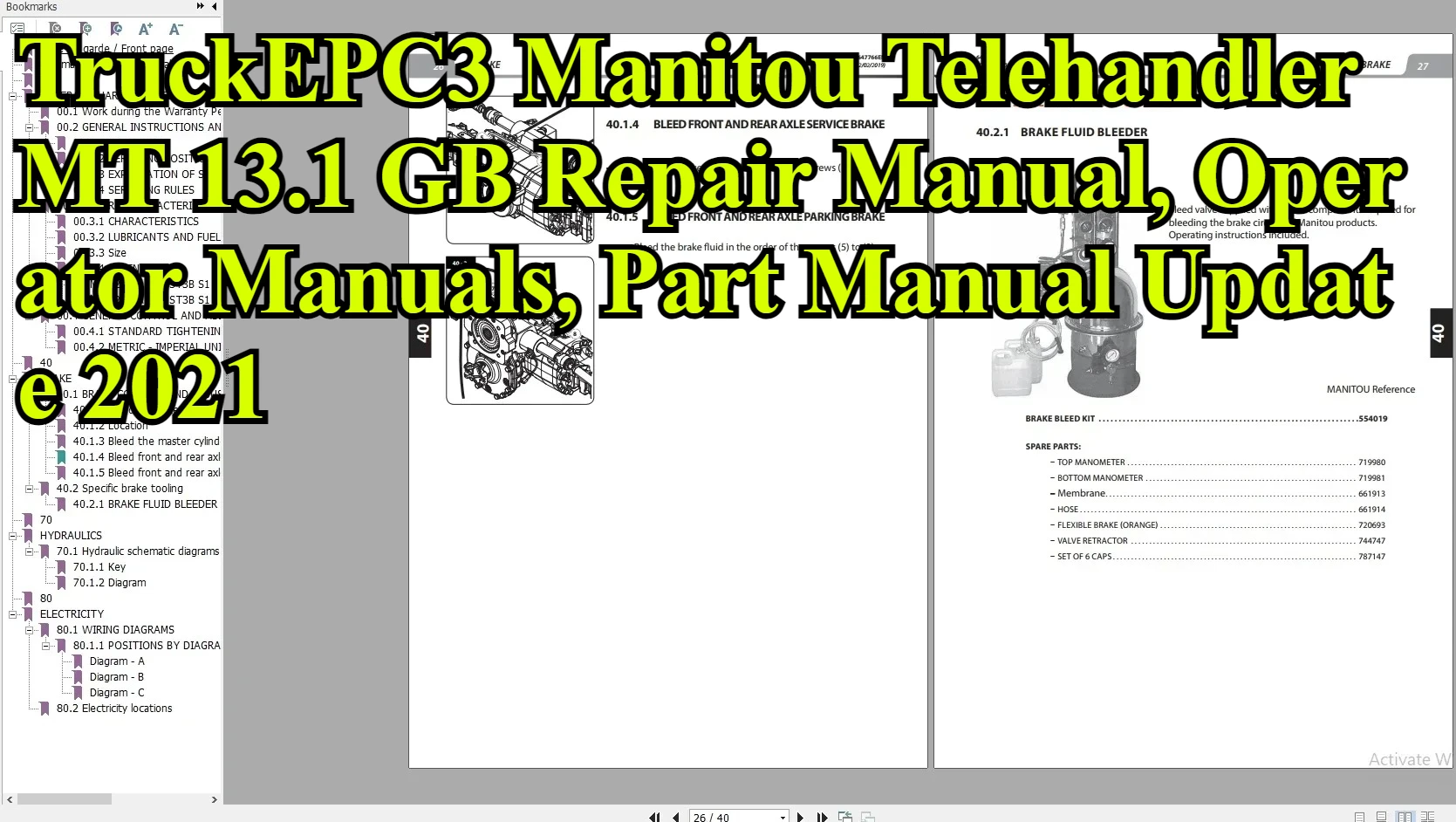 

Телескопическая нагрузка TruckEPC3 Manitou MT 13,1 ГБ, руководство по ремонту, руководство оператора, обновление руководства по деталью 2021.