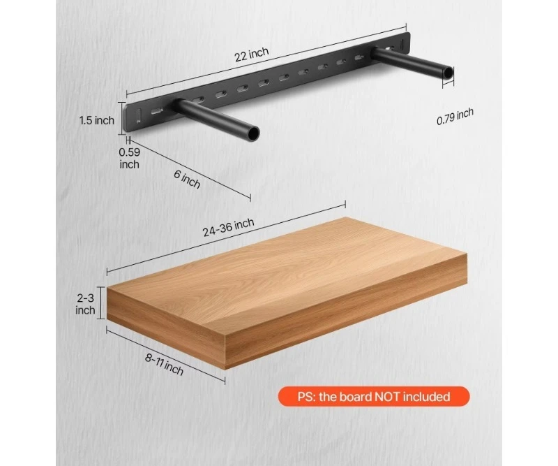 22X2.5 Heavy Duty Floating Wall Mounted Storage Rack Bracket