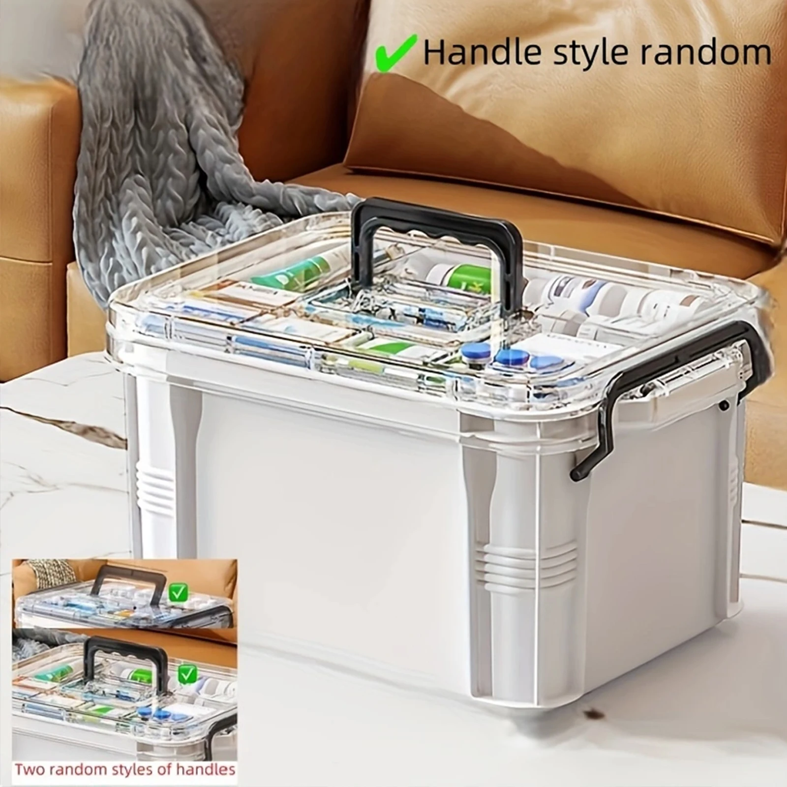 Multi-functional Medicine Cabinet Storage Box Transparent Large Capacity Household Medical Aid Kit