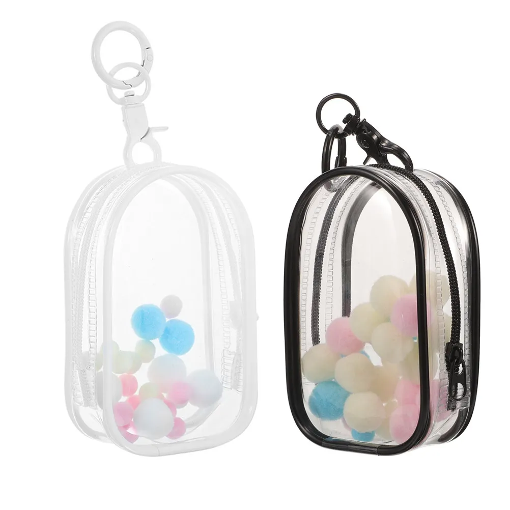 2Pcs PVC Transparent Display Bag Sealed Clear Case for Mini Figures Keychain Storage Organizer Mini Pouch Stuffed Animal Storage
