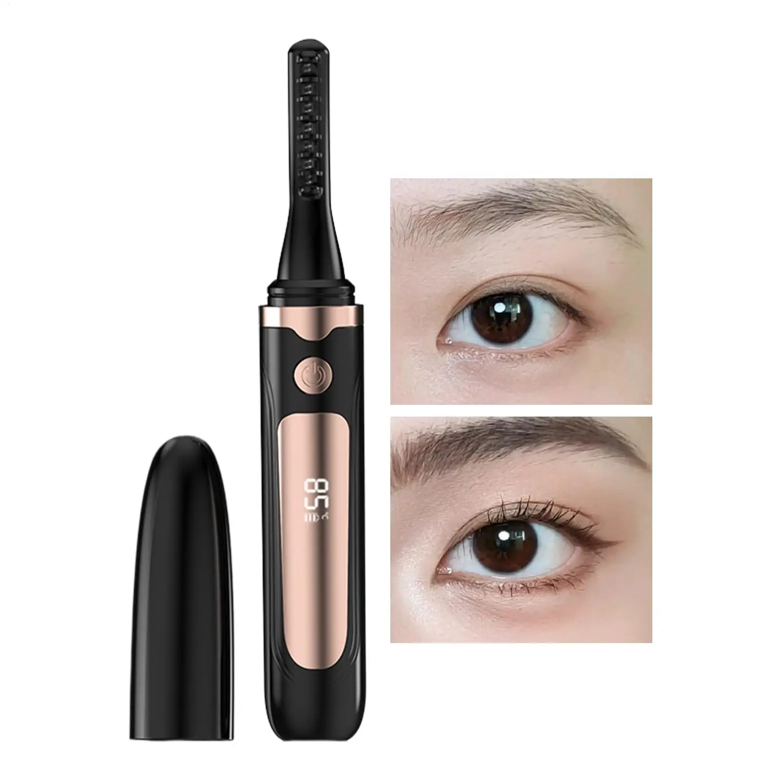 Electric Heated Eyelash Curler LED Display 4-Level Adjustable Eyelash Styling Curler Tool USB Rechargeable Finalize Eyelash Tool