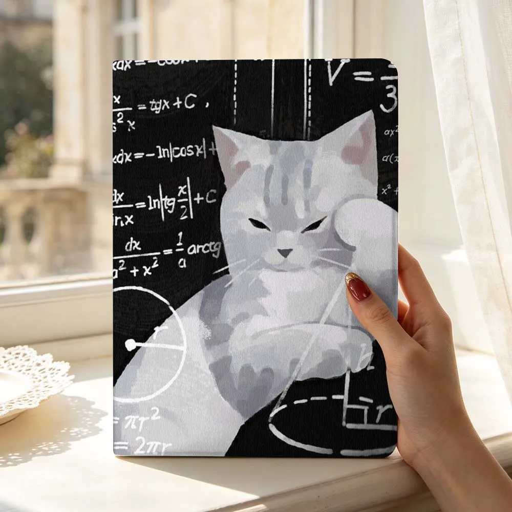 

Cartoon Cat Math Formula Art For Samsung Galaxy Tab S11 S10 S9 S8 S7 S6 A9 A8 A11 Lite FE Plus Pen Tray Tablet Case Soft