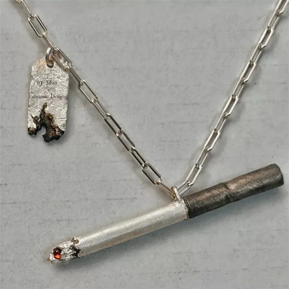 

Punk Personality Charm Pendant Necklace for Men Women Punk Lonely Lgnited Cigarettes Necklace Hip Hop Jewelry Accessories Gifts